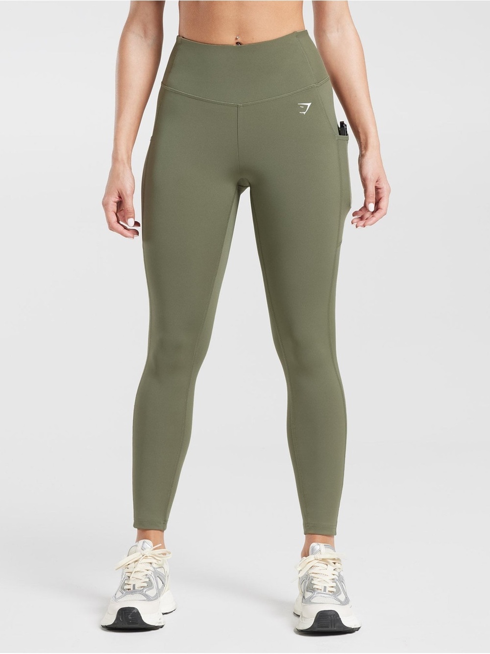 Gymshark High-Rise Olive Leggings with Side Pocket